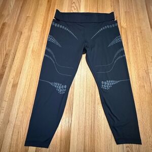 Reebok x Cardi B Women's 3X Black High-Rise Leggings with Waistband Cutouts Plus